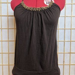 Banana Republic- Brown, Beaded Halter Top- Small